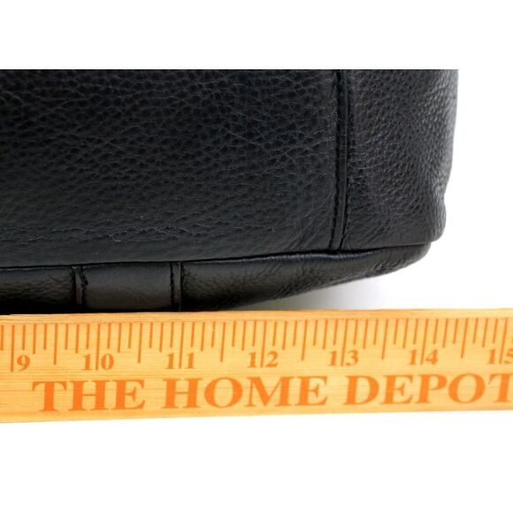 ROOMY Calvin Klein BLACK REAL LEATHER LOGO SHOULDER BAG HANDBAG TOTE HOBO PURSE - Picture 14 of 16